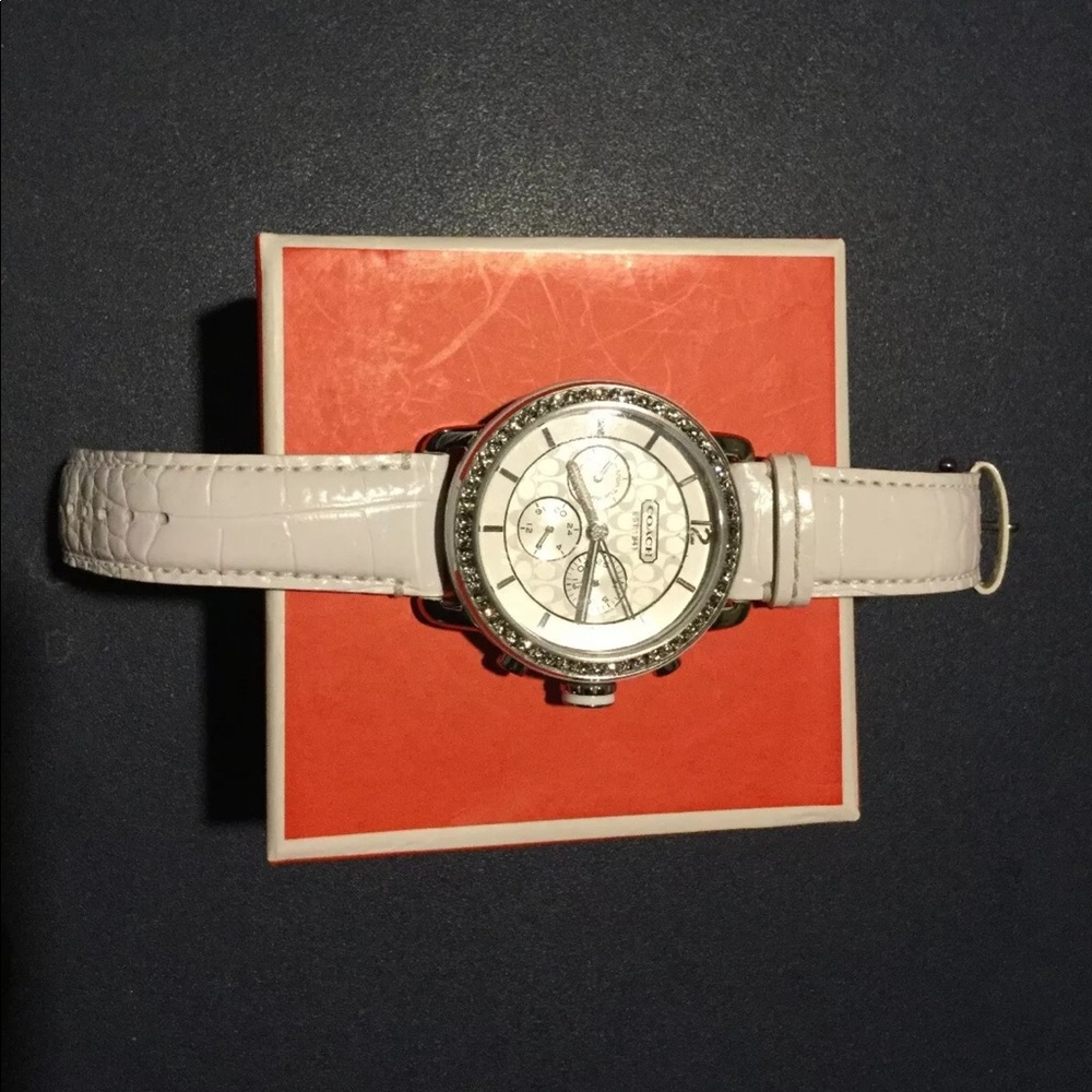 Coach Legacy Chronograph White Leather Watch